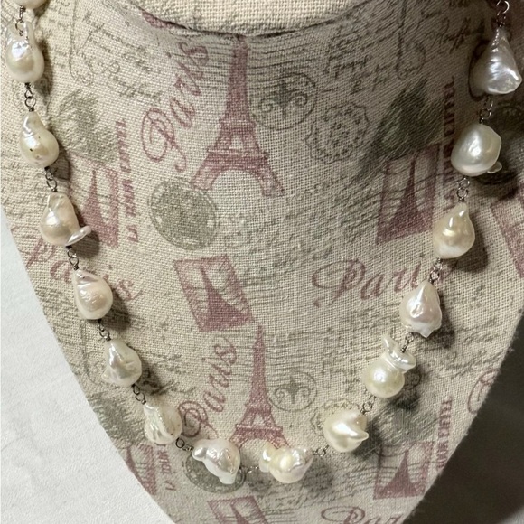 White Baroque Pearls Necklace Adjustable Sterling Silver Chain 17”-19” New - Picture 8 of 8